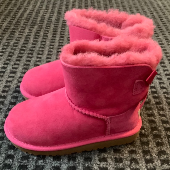 Ugg Uggs Bailey bow toddler girls cerise hot pink fuchsia boots 11 - Picture 3 of 7